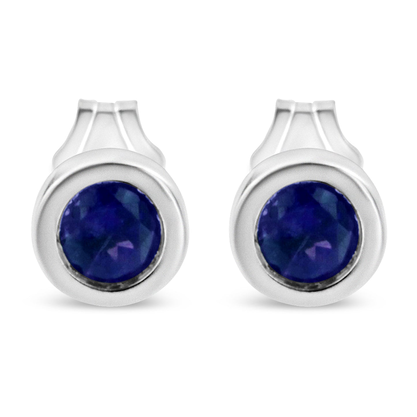 .925 Sterling Silver Bezel Set 3.5mm Created Red Ruby Gemstone Solitaire Stud Earrings Bids.com
