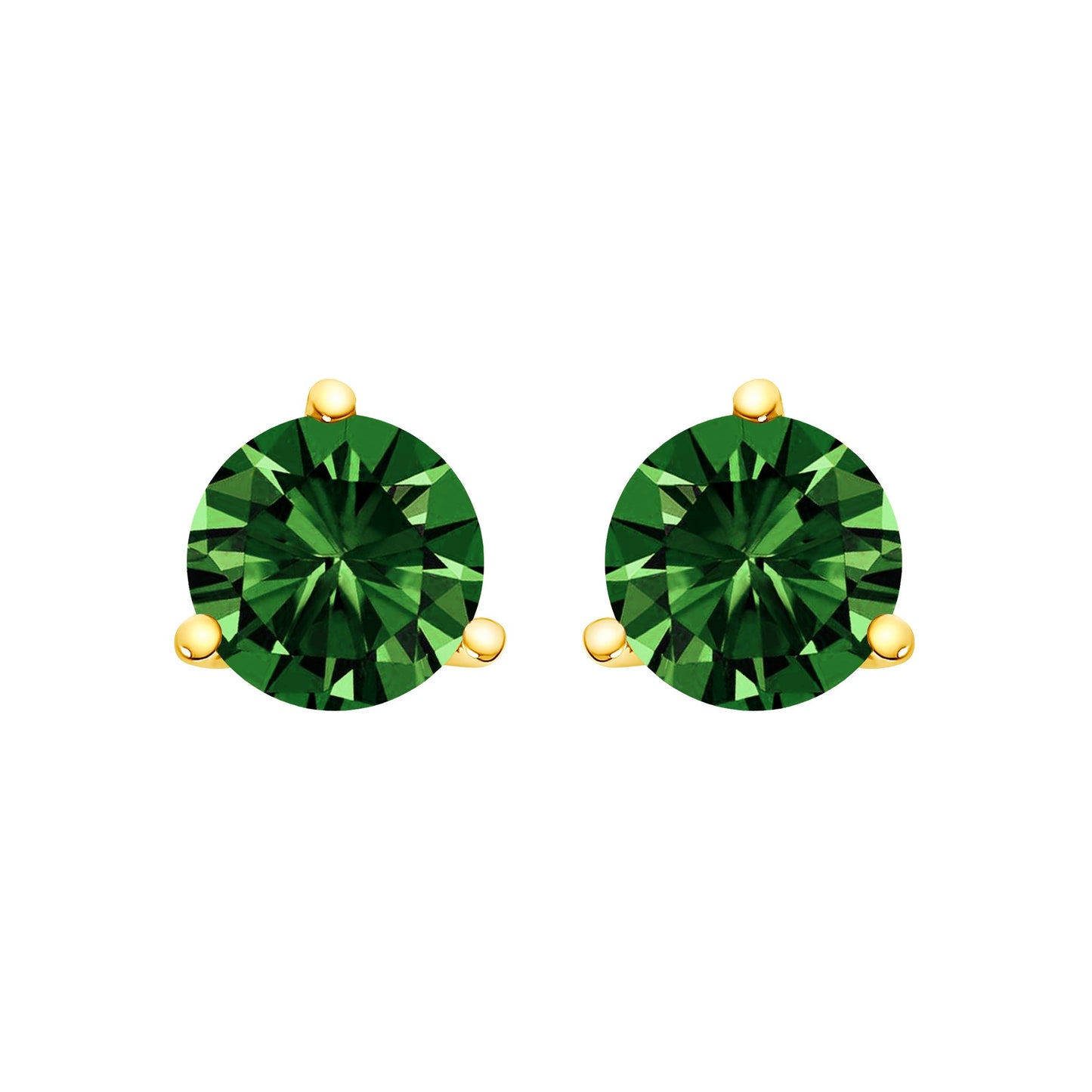 14K White Gold 1.0 Cttw 3-Prong Martini Set Lab Grown Green Diamond Solitaire Stud Earrings Bids.com