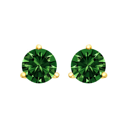 14K White Gold 1.0 Cttw 3-Prong Martini Set Lab Grown Green Diamond Solitaire Stud Earrings Bids.com
