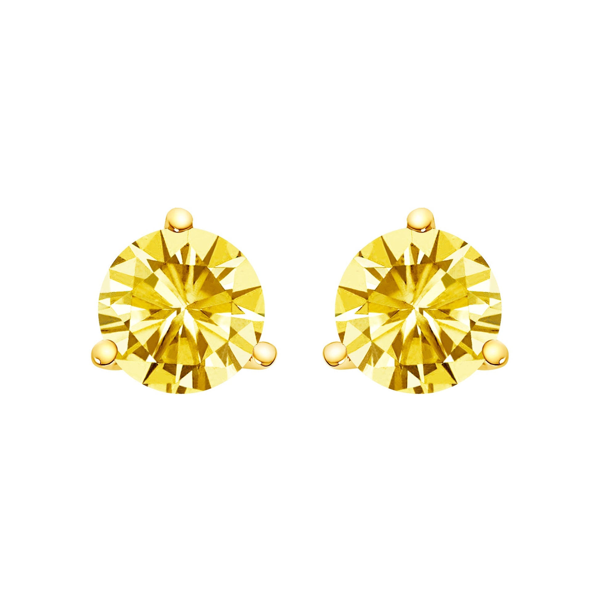 14K White Gold 3-Prong Martini Set 1.0 Cttw Yellow Lab Grown Diamond Solitaire Stud Earrings Bids.com