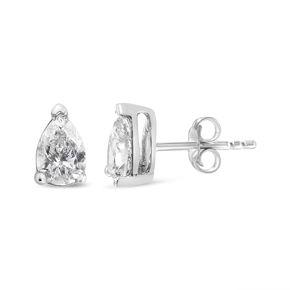 14K White Gold 1/2 Cttw Pear Shape Solitaire Lab Grown Diamond Stud Earrings (F-G Color, VS2-SI1 Clarity) Bids.com