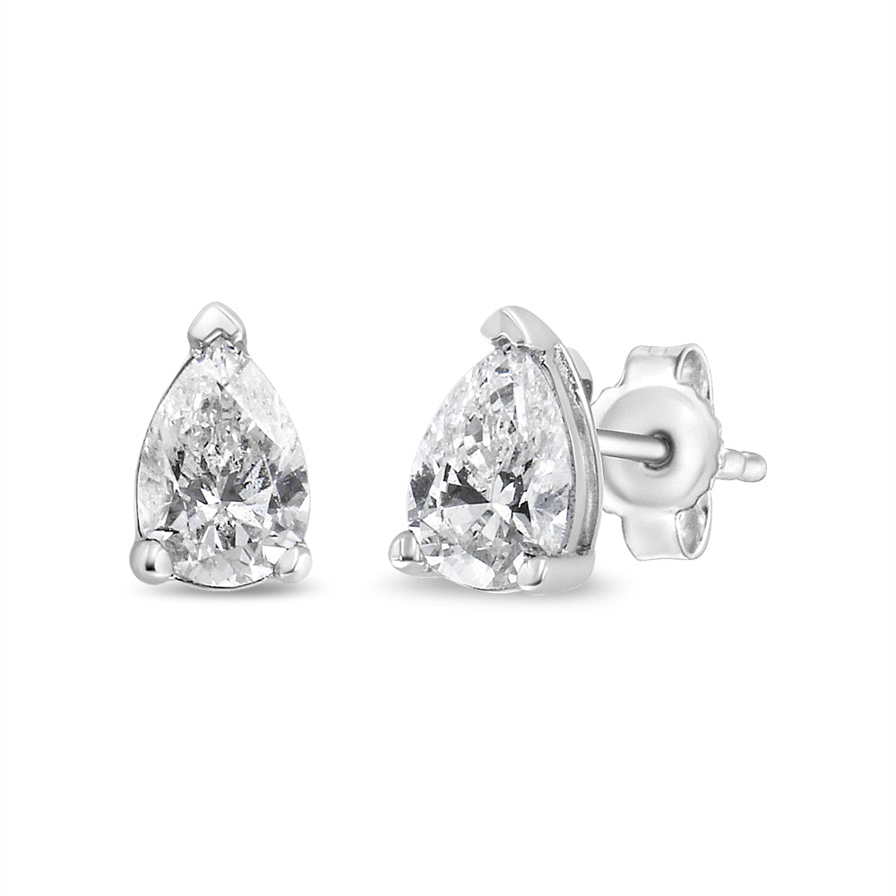 14K White Gold 1/2 Cttw Pear Shape Solitaire Lab Grown Diamond Stud Earrings (F-G Color, VS2-SI1 Clarity) Bids.com
