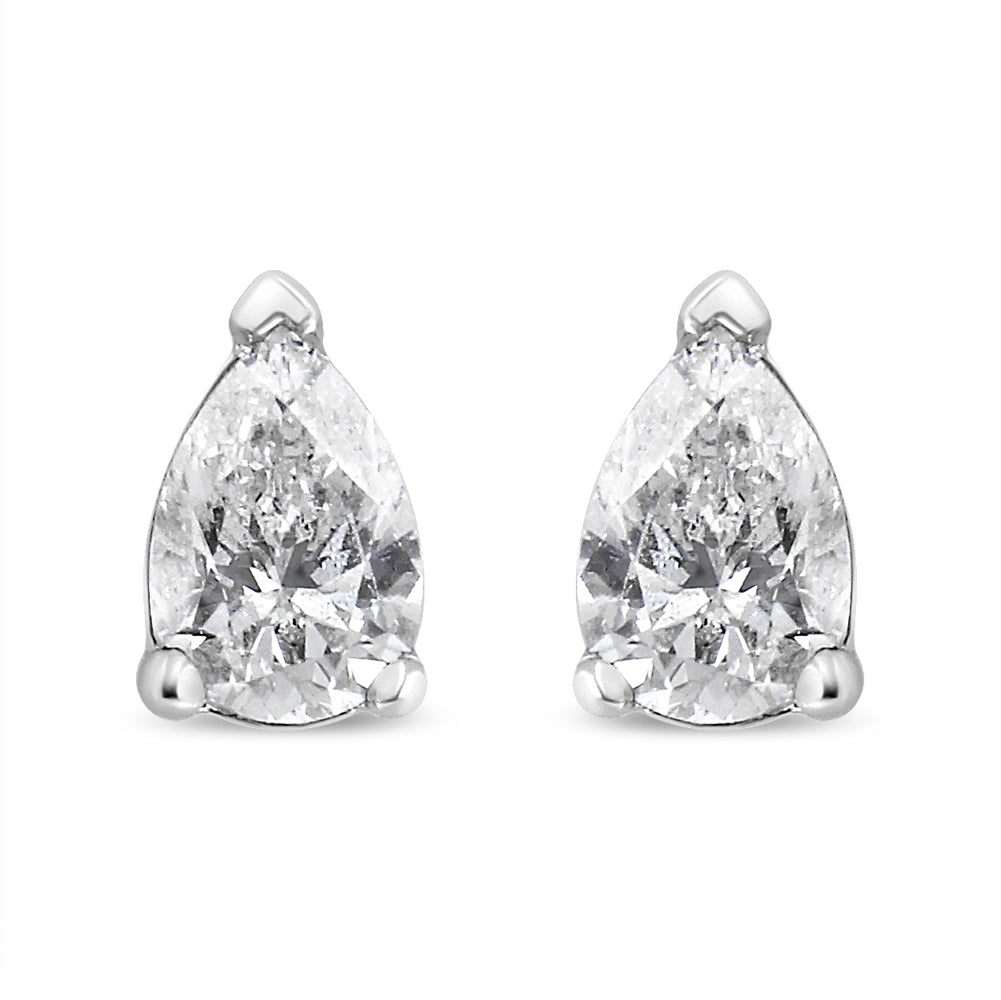 14K White Gold 1/2 Cttw Pear Shape Solitaire Lab Grown Diamond Stud Earrings (F-G Color, VS2-SI1 Clarity) Bids.com