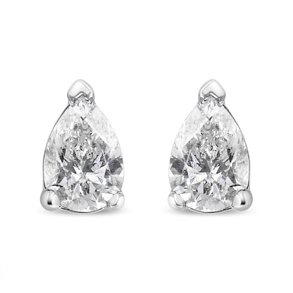 14K White Gold 1/2 Cttw Pear Shape Solitaire Lab Grown Diamond Stud Earrings (F-G Color, VS2-SI1 Clarity) Bids.com