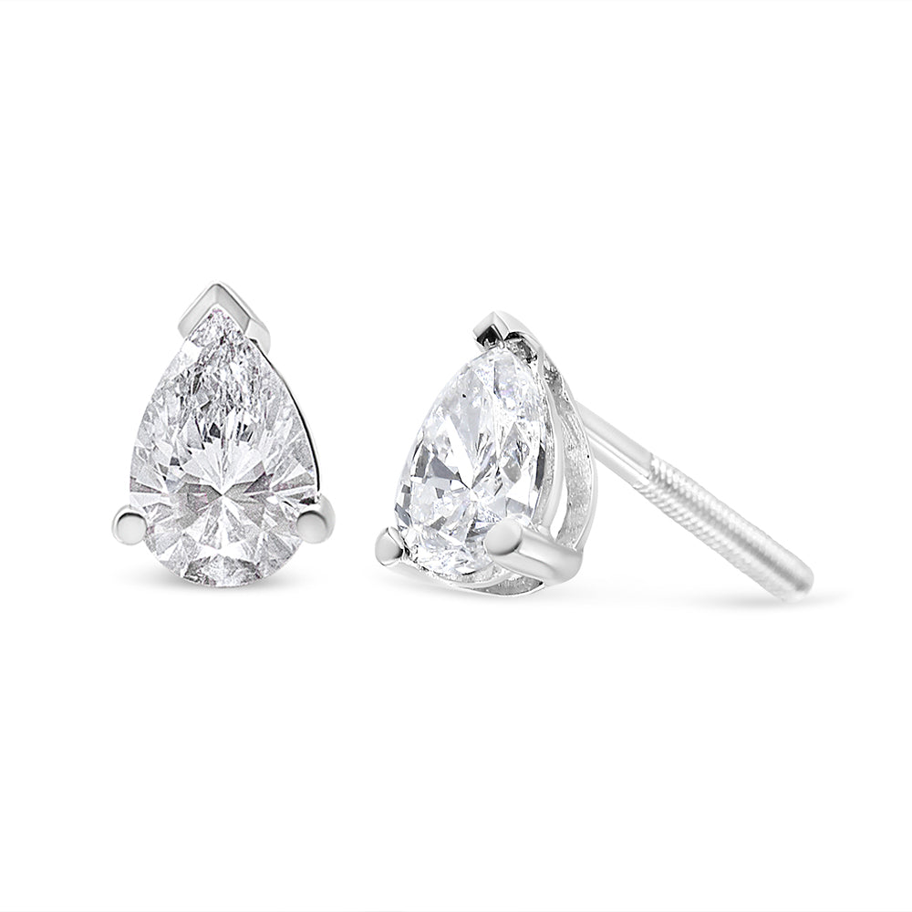 14K White Gold 1/2 Cttw Pear Shape Solitaire Lab Grown Diamond Stud Earrings (F-G Color, VS2-SI1 Clarity) Bids.com