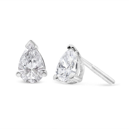 14K White Gold 1/2 Cttw Pear Shape Solitaire Lab Grown Diamond Stud Earrings (F-G Color, VS2-SI1 Clarity) Bids.com