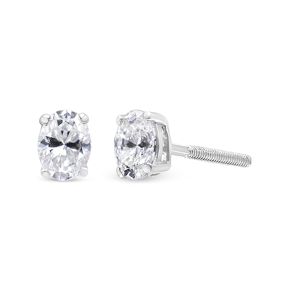14K White Gold 1.00 Cttw Lab Grown Oval Solitaire Diamond Stud Earrings (F-G Color, VS2-SI1 Clarity) Bids.com