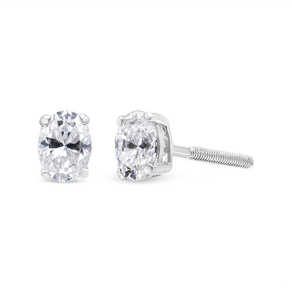 14K White Gold 1.00 Cttw Lab Grown Oval Solitaire Diamond Stud Earrings (F-G Color, VS2-SI1 Clarity) Bids.com