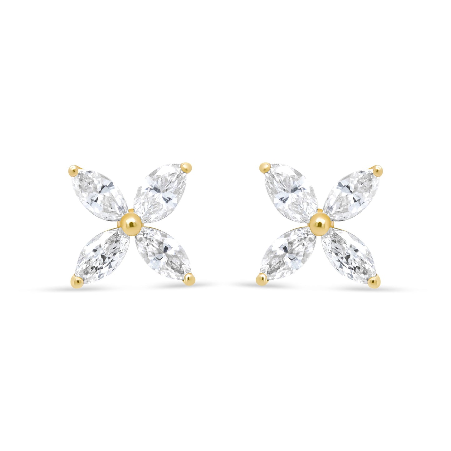 14K White Gold 1/2 Cttw Marquise Diamond 8 Stone Floral Leaf Stud Earrings (H-I Color, SI1-SI2 Clarity) Bids.com