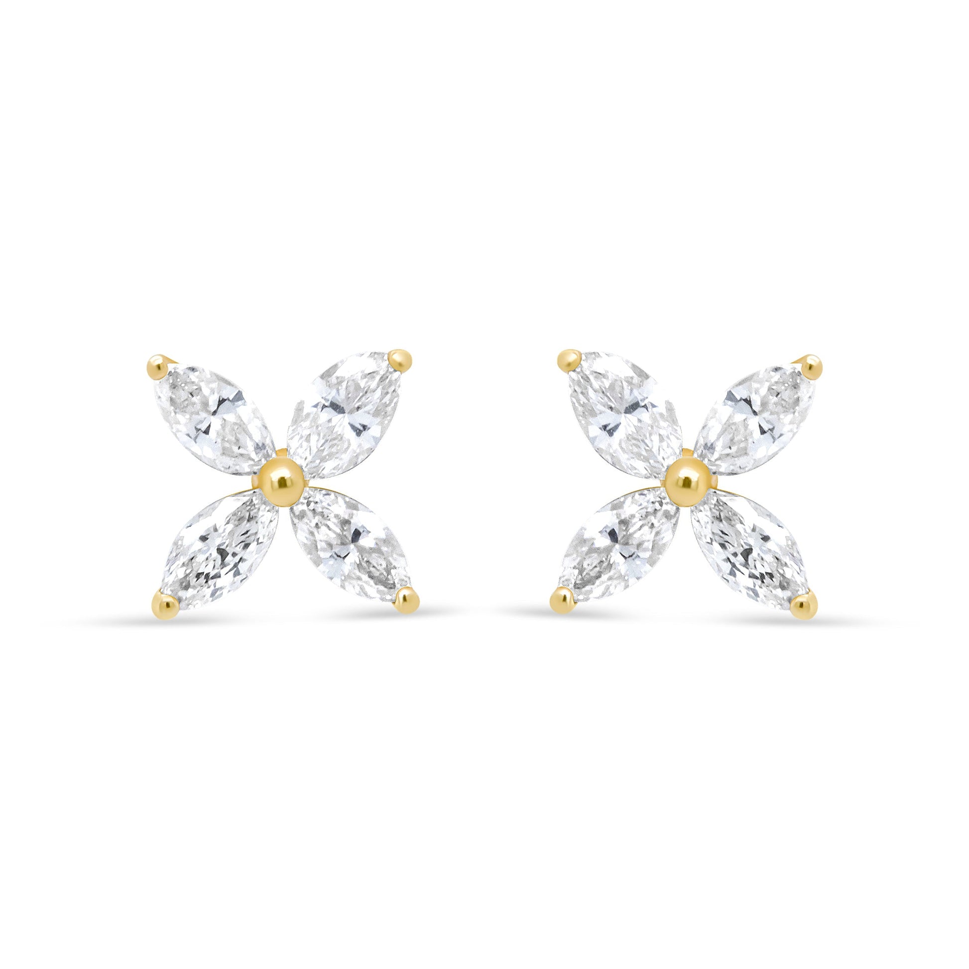 14K White Gold 1/2 Cttw Marquise Diamond 8 Stone Floral Leaf Stud Earrings (H-I Color, SI1-SI2 Clarity) Bids.com