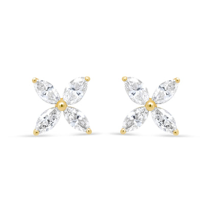 14K White Gold 1/2 Cttw Marquise Diamond 8 Stone Floral Leaf Stud Earrings (H-I Color, SI1-SI2 Clarity) Bids.com