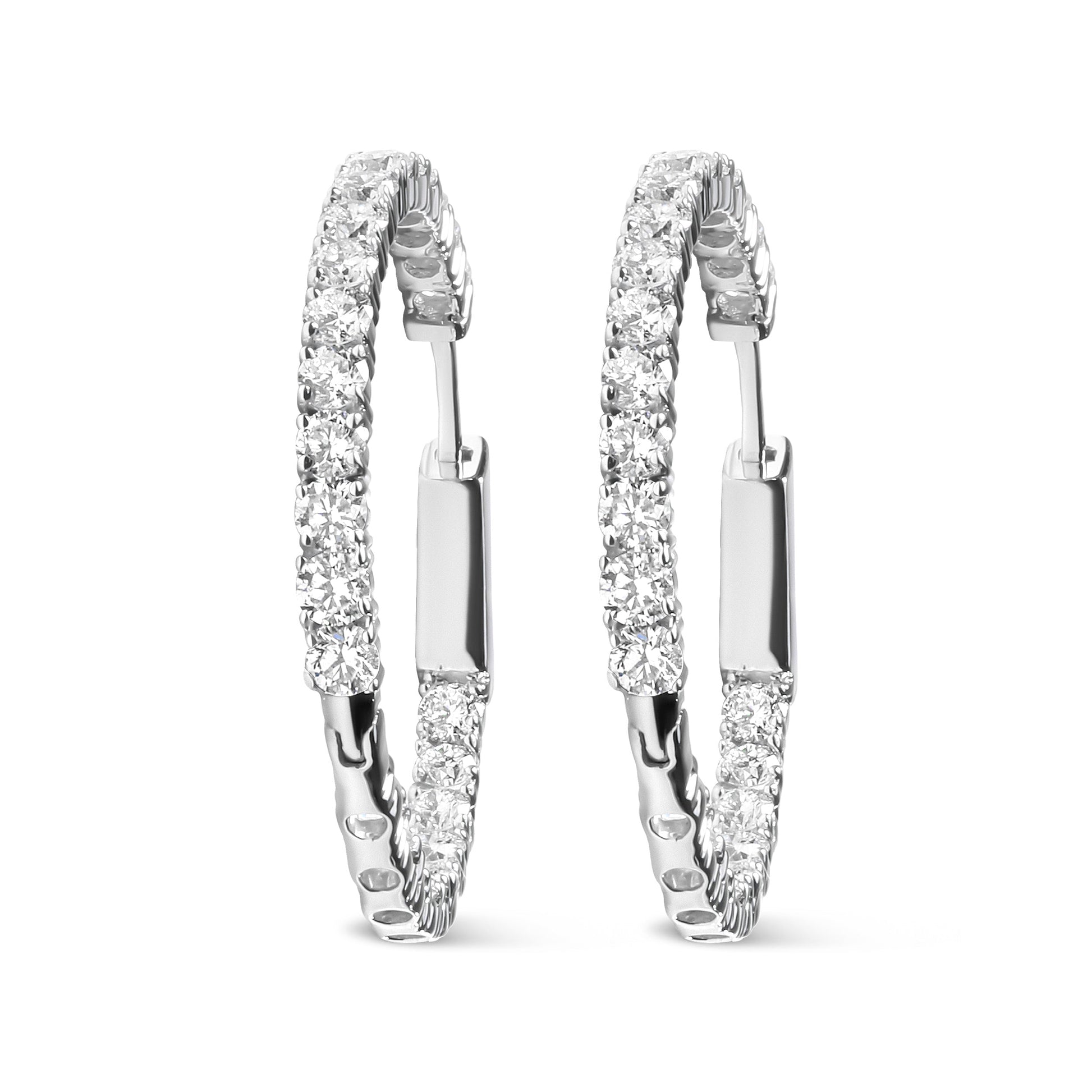 14K White Gold 1.0 Carat Inside Out Lab-grown diamond Fashion Hoop Earrings (F-G Color, VS1-VS2 Clarity) Bids.com