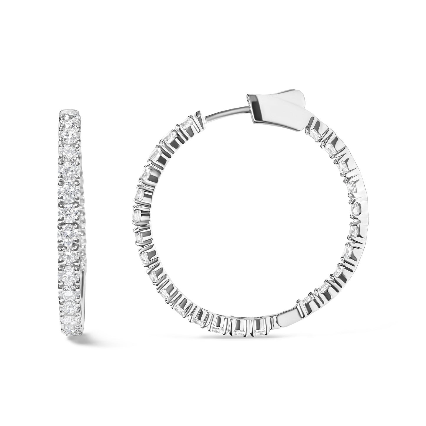 14K White Gold 5.00 Cttw Lab Grown Diamond Inside Out Hoop Earrings (F-G Color, VS1-VS2 Clarity) Bids.com