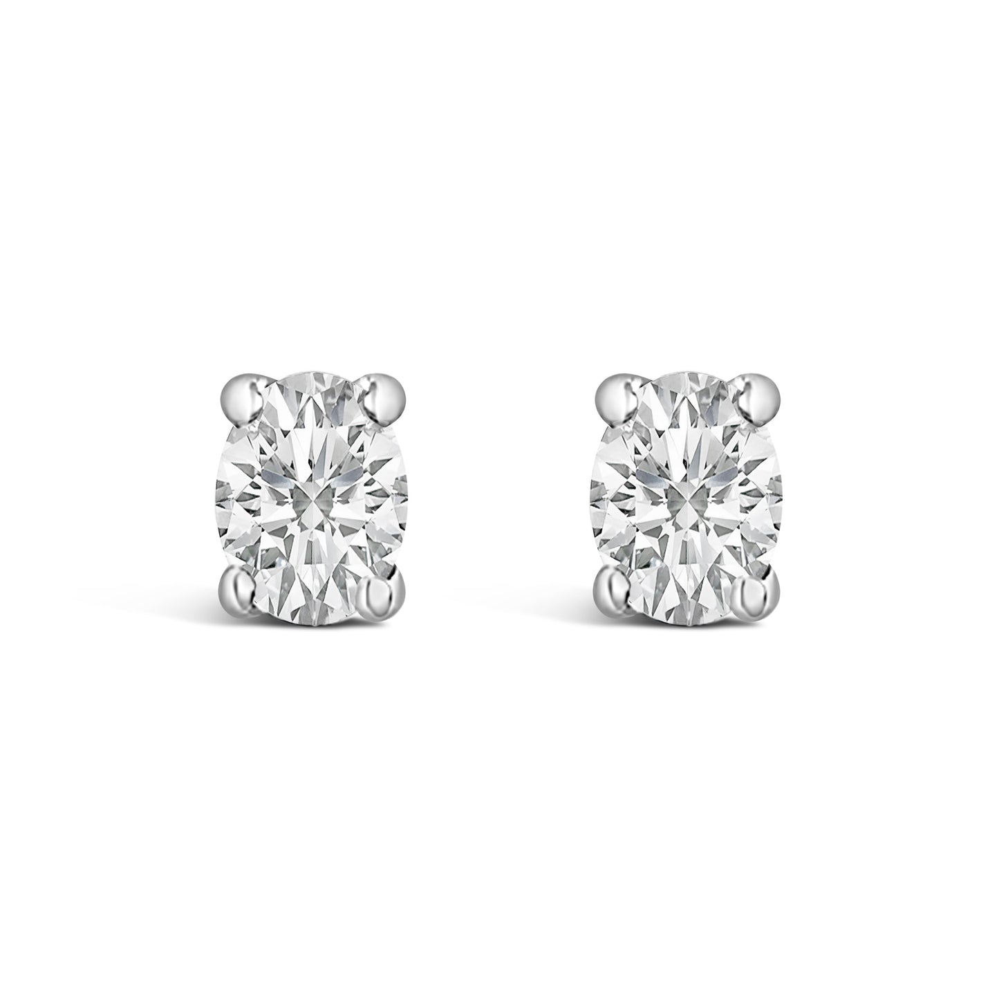 14K White Gold 1/4 Ctw Oval Lab-Grown Diamond Solitaire Stud Earrings Bids.com
