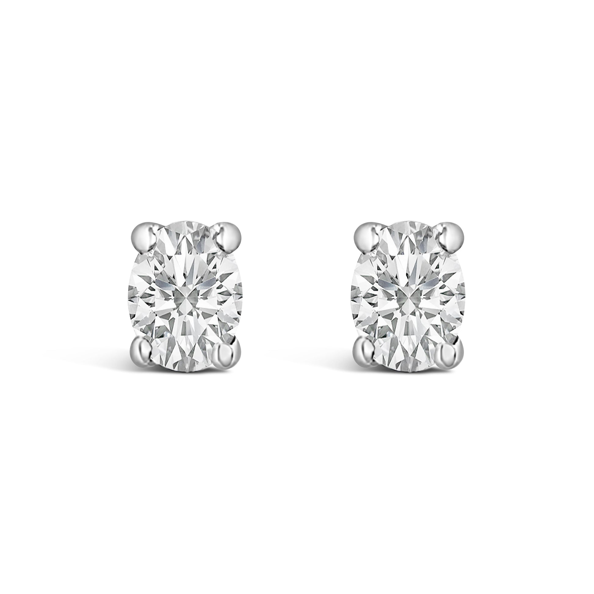 14K White Gold 1/4 Ctw Oval Lab-Grown Diamond Solitaire Stud Earrings Bids.com