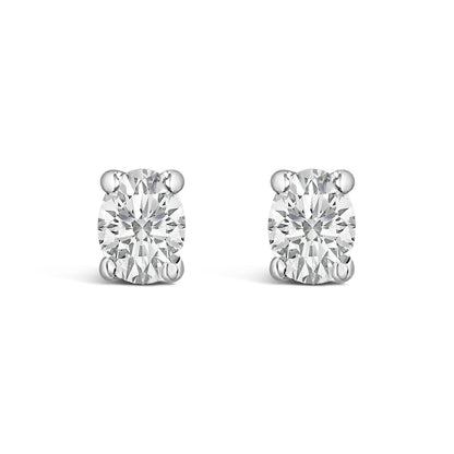14K White Gold 1/4 Ctw Oval Lab-Grown Diamond Solitaire Stud Earrings Bids.com