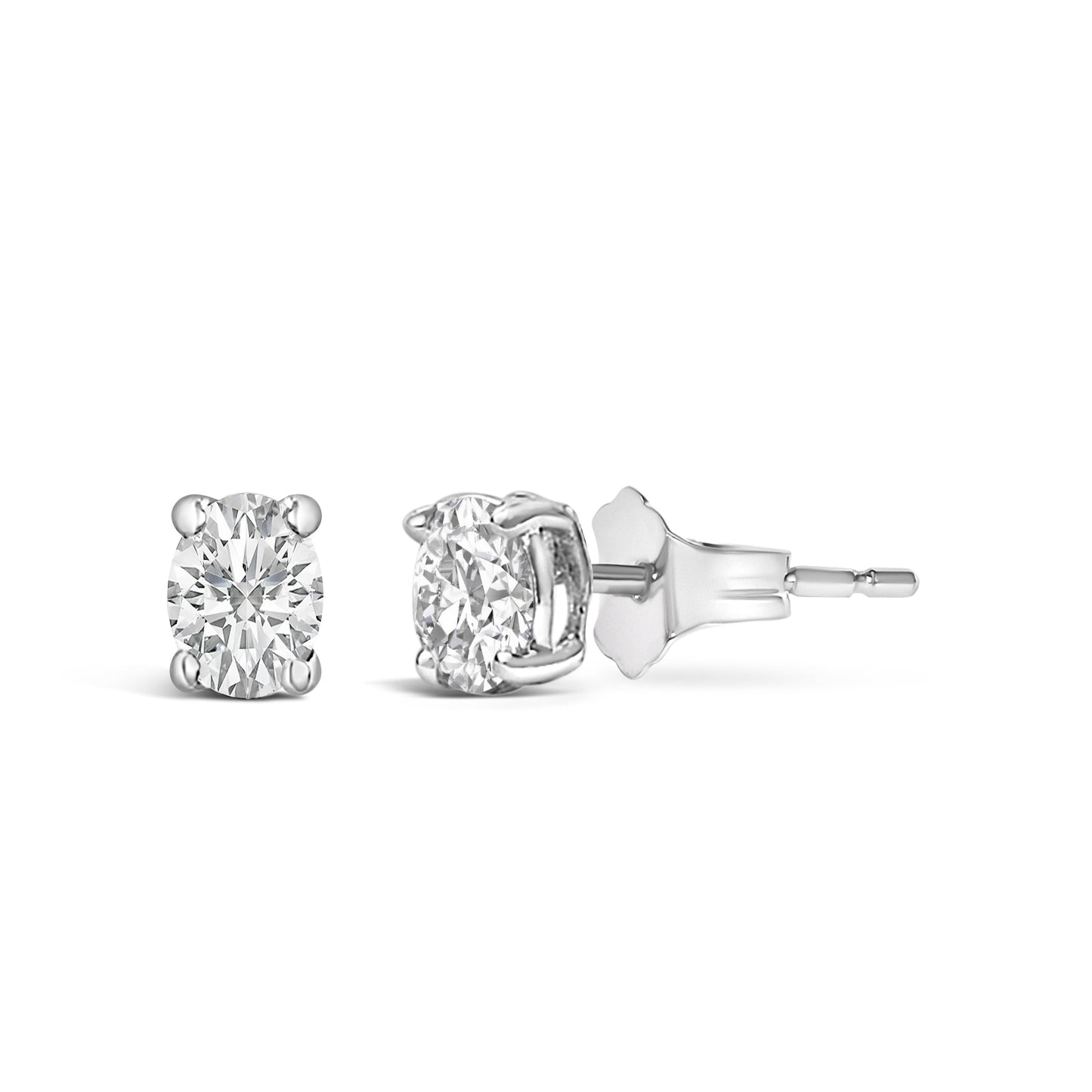 14K White Gold 1/4 Ctw Oval Lab-Grown Diamond Solitaire Stud Earrings Bids.com