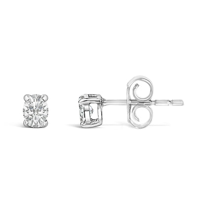14K White Gold 1/4 Ctw Oval Lab-Grown Diamond Solitaire Stud Earrings Bids.com