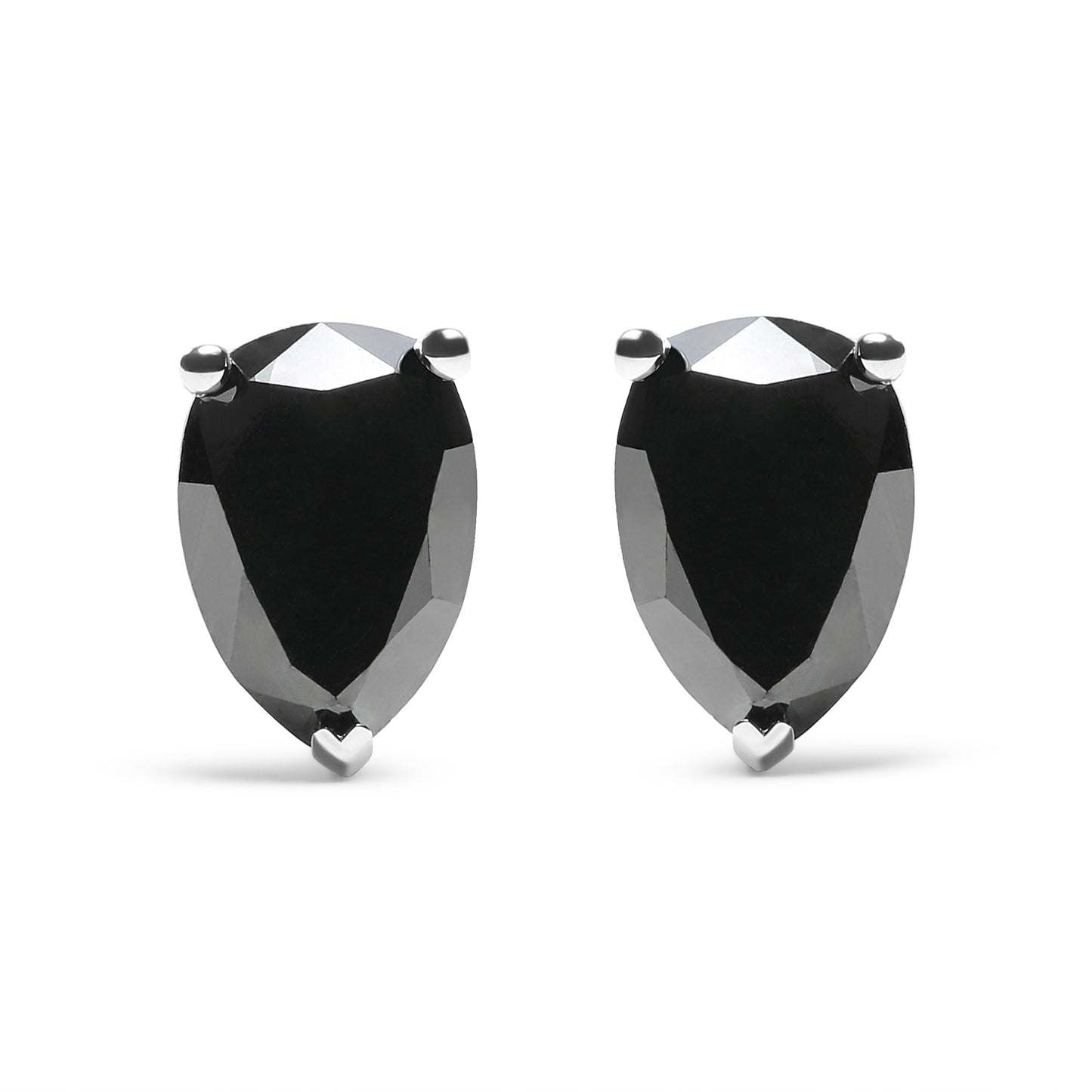 14K White Gold 2.00 Cttw Pear Cut Black Diamond Stud Earrings Bids.com