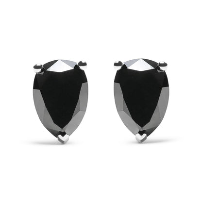 14K White Gold 2.00 Cttw Pear Cut Black Diamond Stud Earrings Bids.com