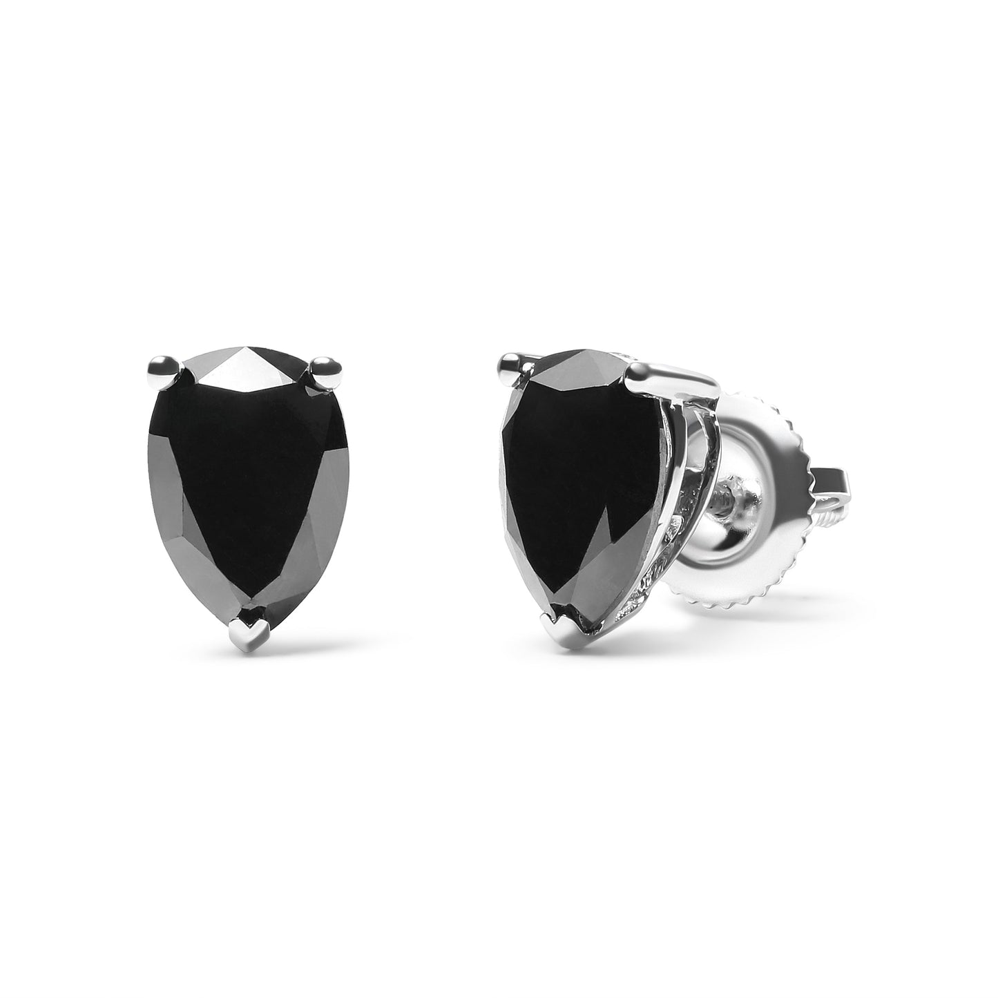 14K White Gold 2.00 Cttw Pear Cut Black Diamond Stud Earrings Bids.com