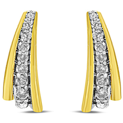10K Yellow Gold Plated .925 Sterling Silver 0.50 Cttw Round Diamond Graduated Huggie Earrings (I-J Color, I2-I3 Clarity) Bids.com