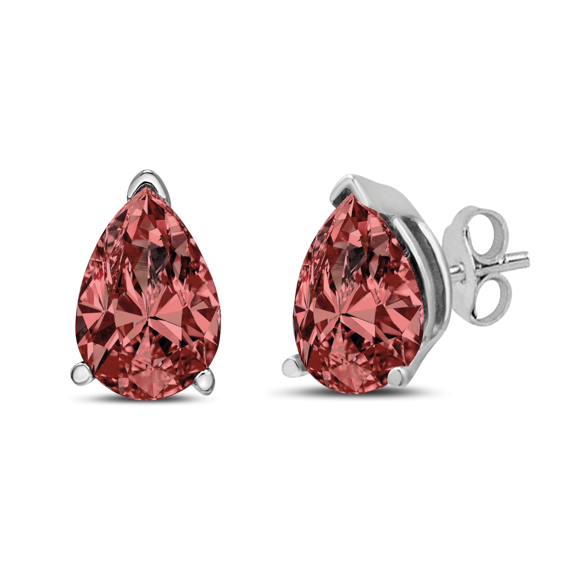 14K White Gold 1/2 Cttw Lab Grown Pink Pear Diamond 3 Prong Set Martini Solitaire Stud Earrings (Pink Color, VS2-SI1 Clarity) Bids.com