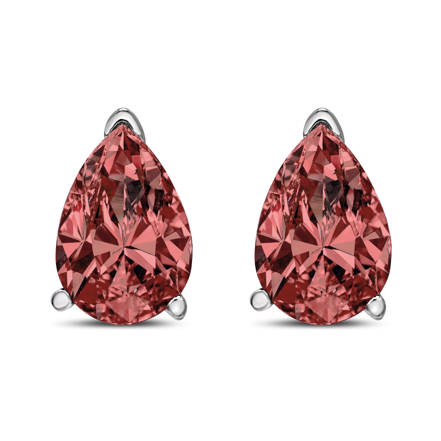 14K White Gold 1/2 Cttw Lab Grown Pink Pear Diamond 3 Prong Set Martini Solitaire Stud Earrings (Pink Color, VS2-SI1 Clarity) Bids.com