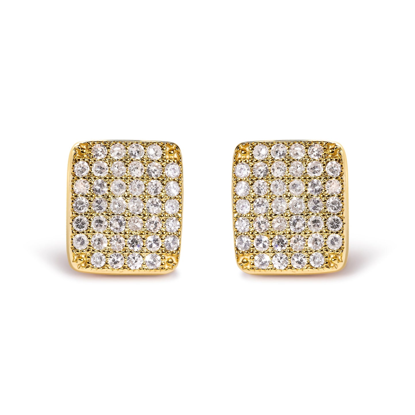 14K Yellow Gold 1/2 Cttw Diamond Square Shaped Composite Cluster Stud  Earrings (I-J Color, I1-I2 Clarity) Bids.com