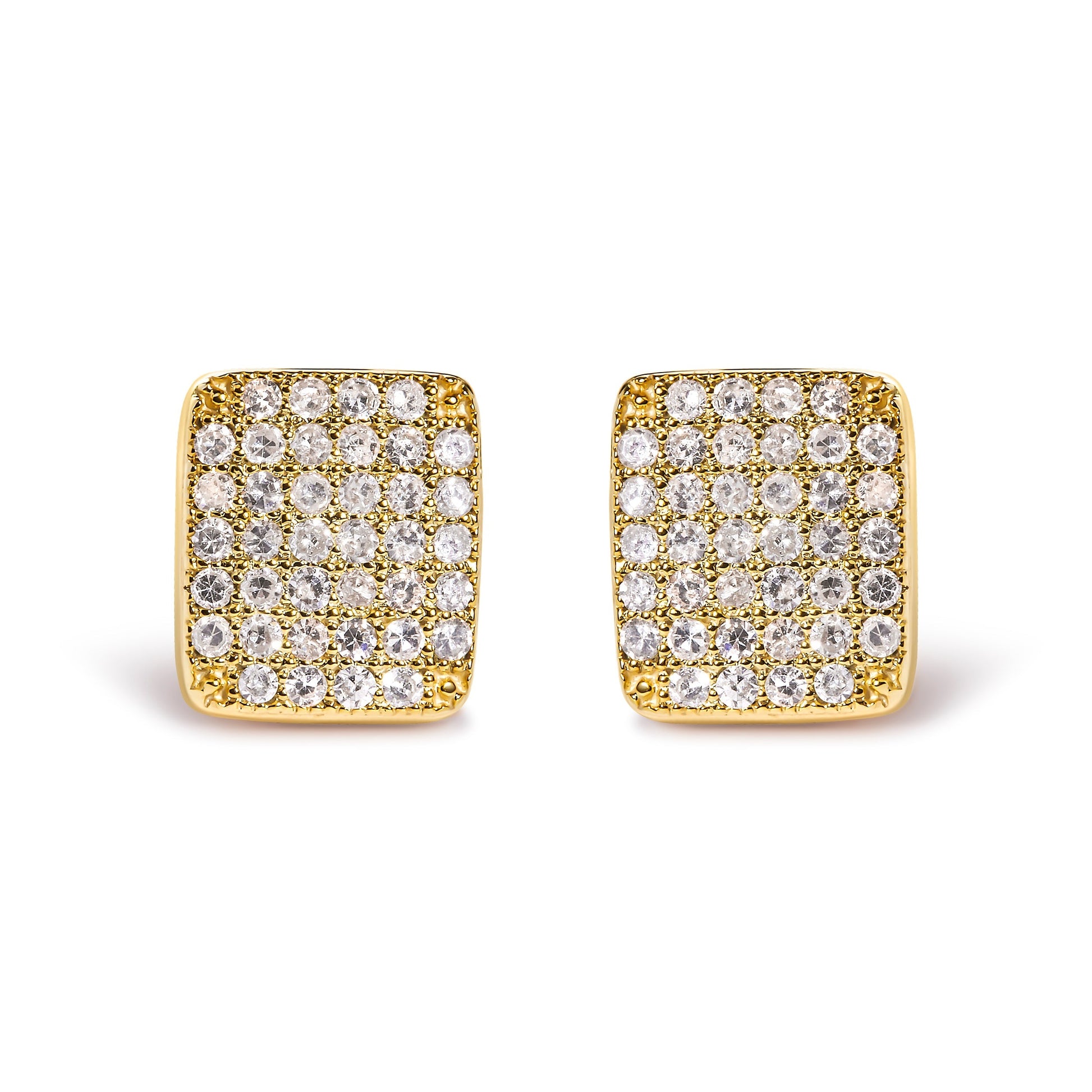 14K Yellow Gold 1/2 Cttw Diamond Square Shaped Composite Cluster Stud  Earrings (I-J Color, I1-I2 Clarity) Bids.com