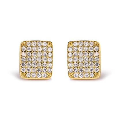 14K Yellow Gold 1/2 Cttw Diamond Square Shaped Composite Cluster Stud  Earrings (I-J Color, I1-I2 Clarity) Bids.com