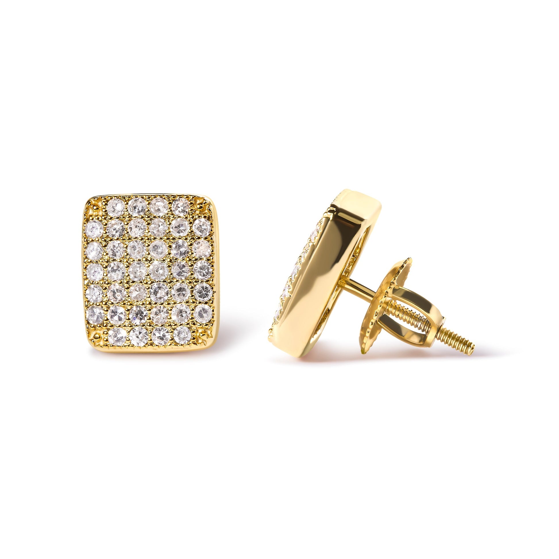 14K Yellow Gold 1/2 Cttw Diamond Square Shaped Composite Cluster Stud  Earrings (I-J Color, I1-I2 Clarity) Bids.com