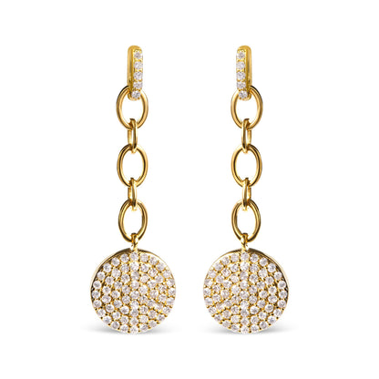 18K Yellow Gold Plated .925 Sterling Silver 1.0 Cttw Diamond Composite Cluster Dangle Chain Earrings (I-J Color, I1-I2 Clarity) Bids.com