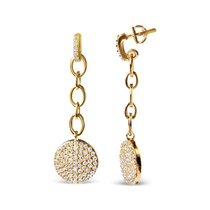 18K Yellow Gold Plated .925 Sterling Silver 1.0 Cttw Diamond Composite Cluster Dangle Chain Earrings (I-J Color, I1-I2 Clarity) Bids.com