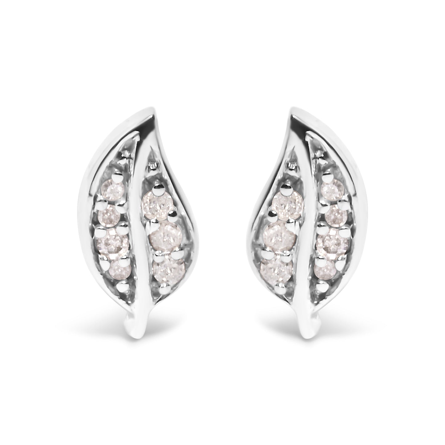 .925 Sterling Silver Diamond Accent Leaf Stud Earrings Bids.com
