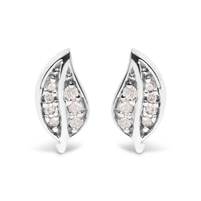 .925 Sterling Silver Diamond Accent Leaf Stud Earrings Bids.com