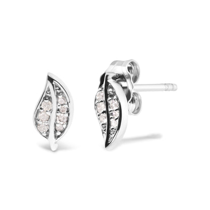 .925 Sterling Silver Diamond Accent Leaf Stud Earrings Bids.com