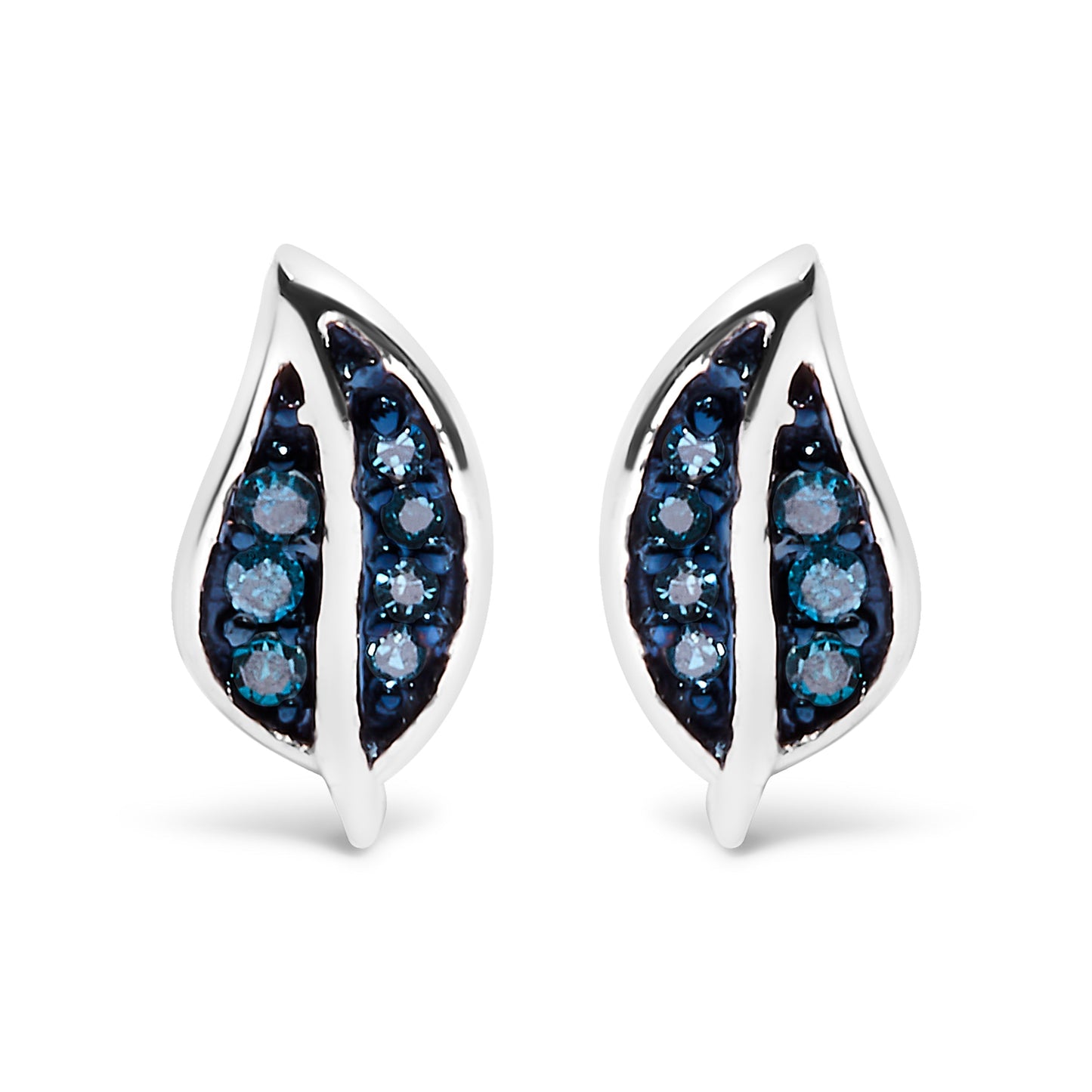 .925 Sterling Silver Blue Diamond Accent Leaf Stud Earrings Bids.com