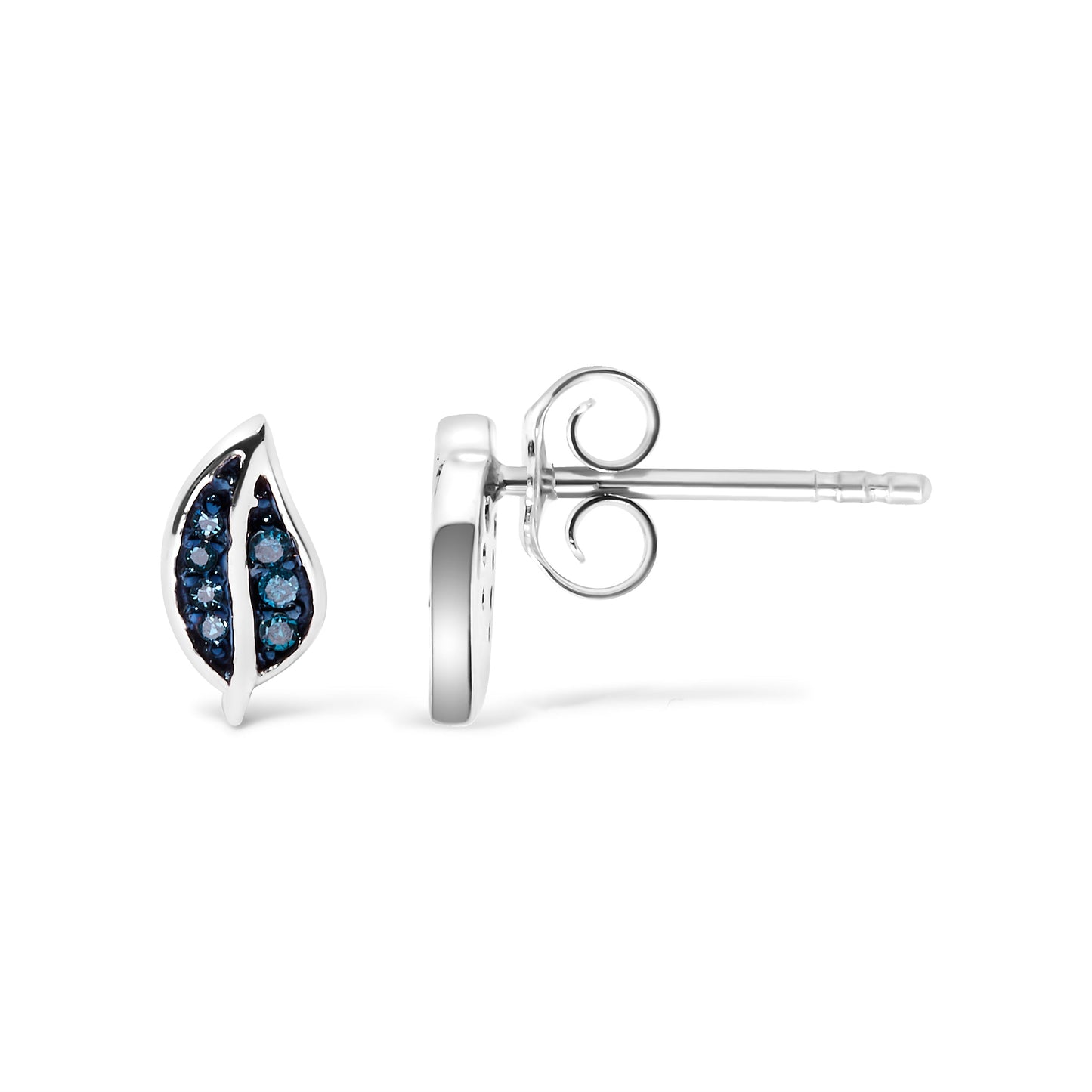 .925 Sterling Silver Blue Diamond Accent Leaf Stud Earrings Bids.com