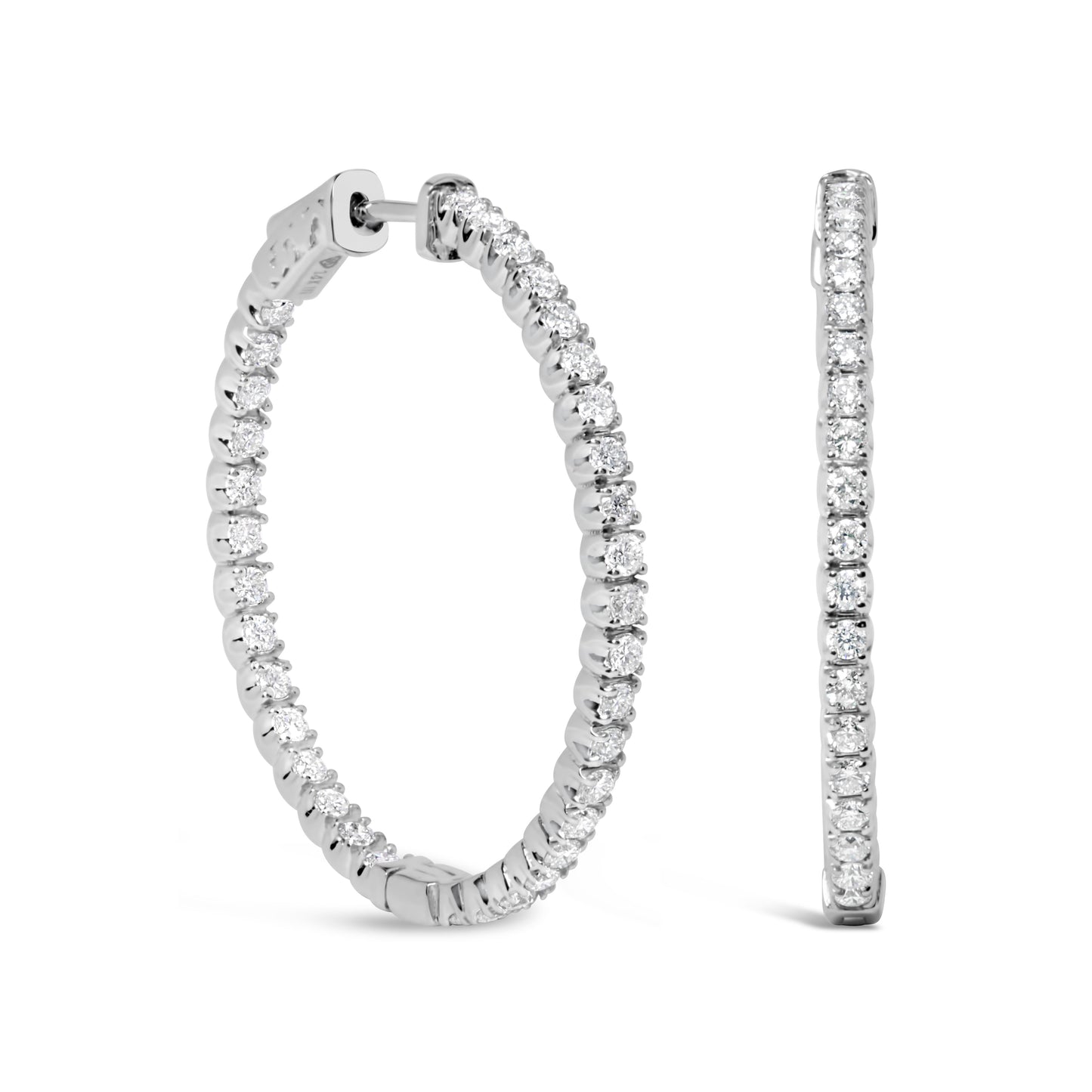 14K White Gold 1 3/4 Cttw Lab Grown Diamond Inside Out Hoop Earrings (G-H Color, VS2-SI1 Clarity) Bids.com