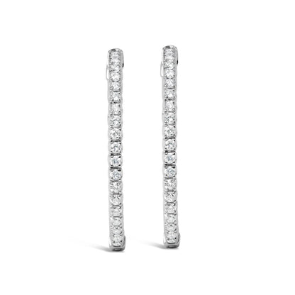 14K White Gold 1 3/4 Cttw Lab Grown Diamond Inside Out Hoop Earrings (G-H Color, VS2-SI1 Clarity) Bids.com