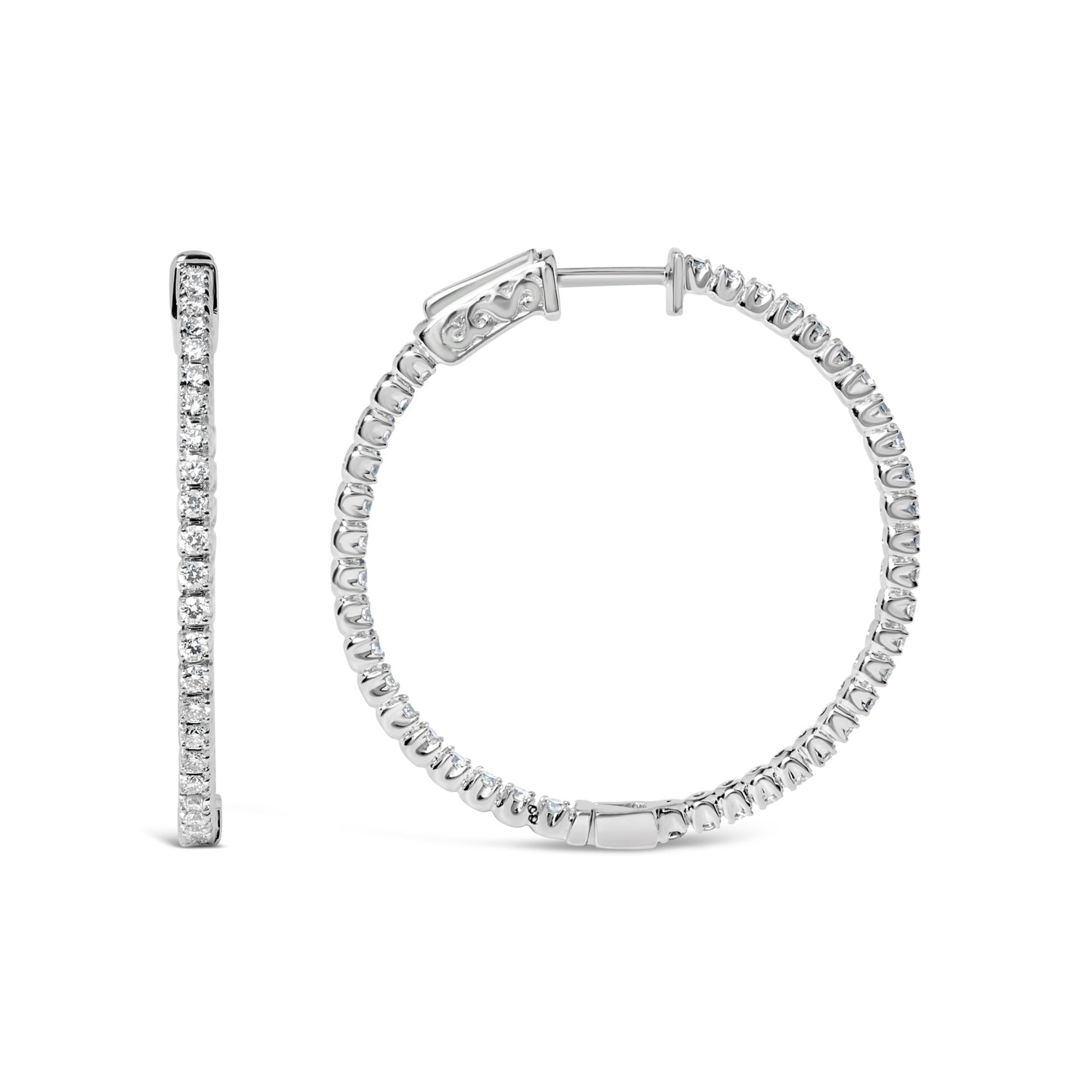 14K White Gold 1 1/2 Cttw Lab Grown Diamond Inside Out Hoop Earrings (G-H Color, VS2-SI1 Clarity) Bids.com