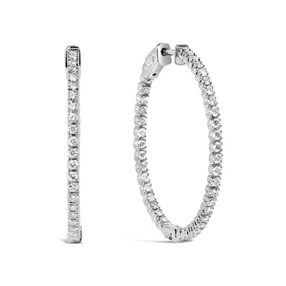 14K White Gold 1 1/2 Cttw Lab Grown Diamond Inside Out Hoop Earrings (G-H Color, VS2-SI1 Clarity) Bids.com
