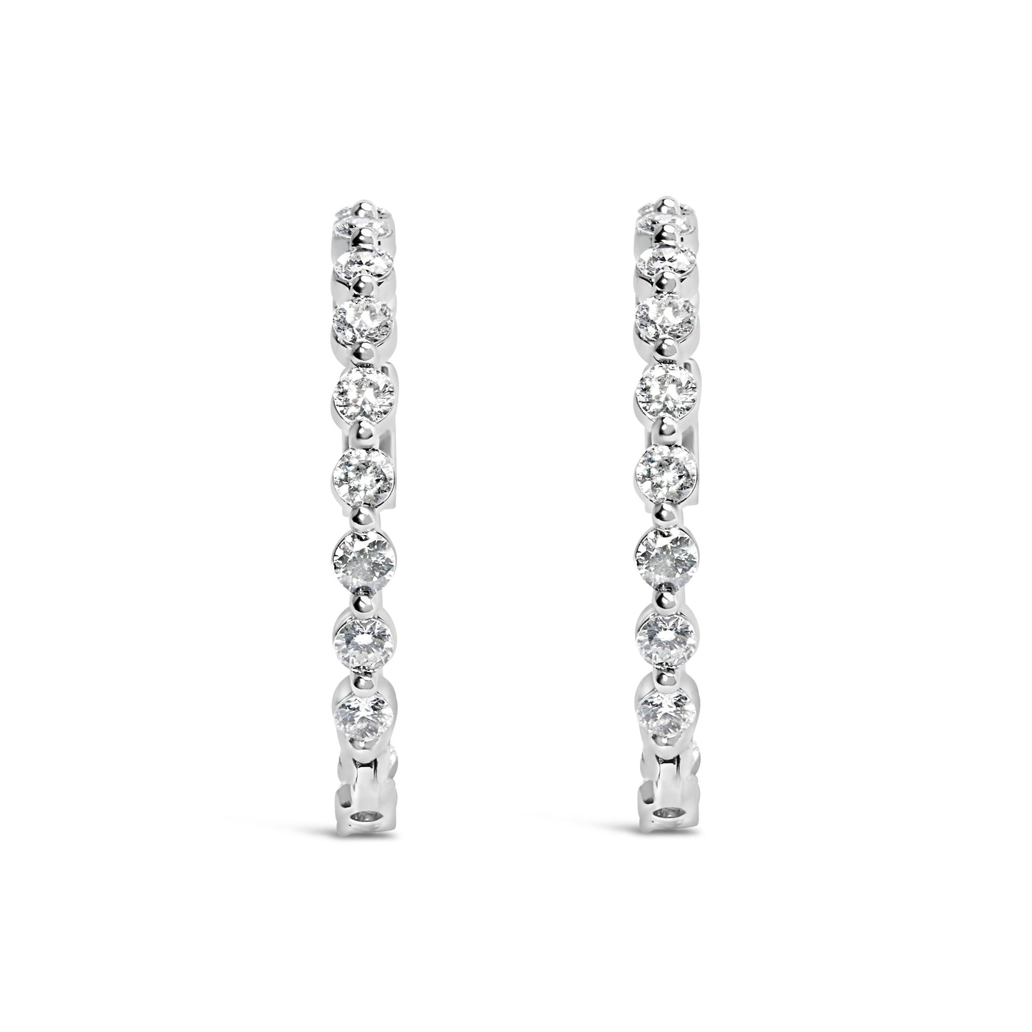 14K White Gold 5.00 Cttw Lab Grown Diamond Inside-Out Hoop Earring Bids.com