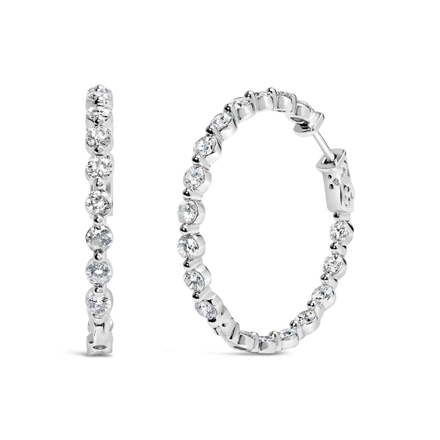 14K White Gold 5.00 Cttw Lab Grown Diamond Inside-Out Hoop Earring Bids.com