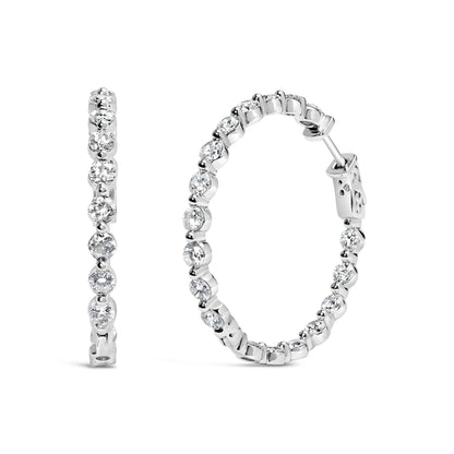 14K White Gold 5.00 Cttw Lab Grown Diamond Inside-Out Hoop Earring Bids.com