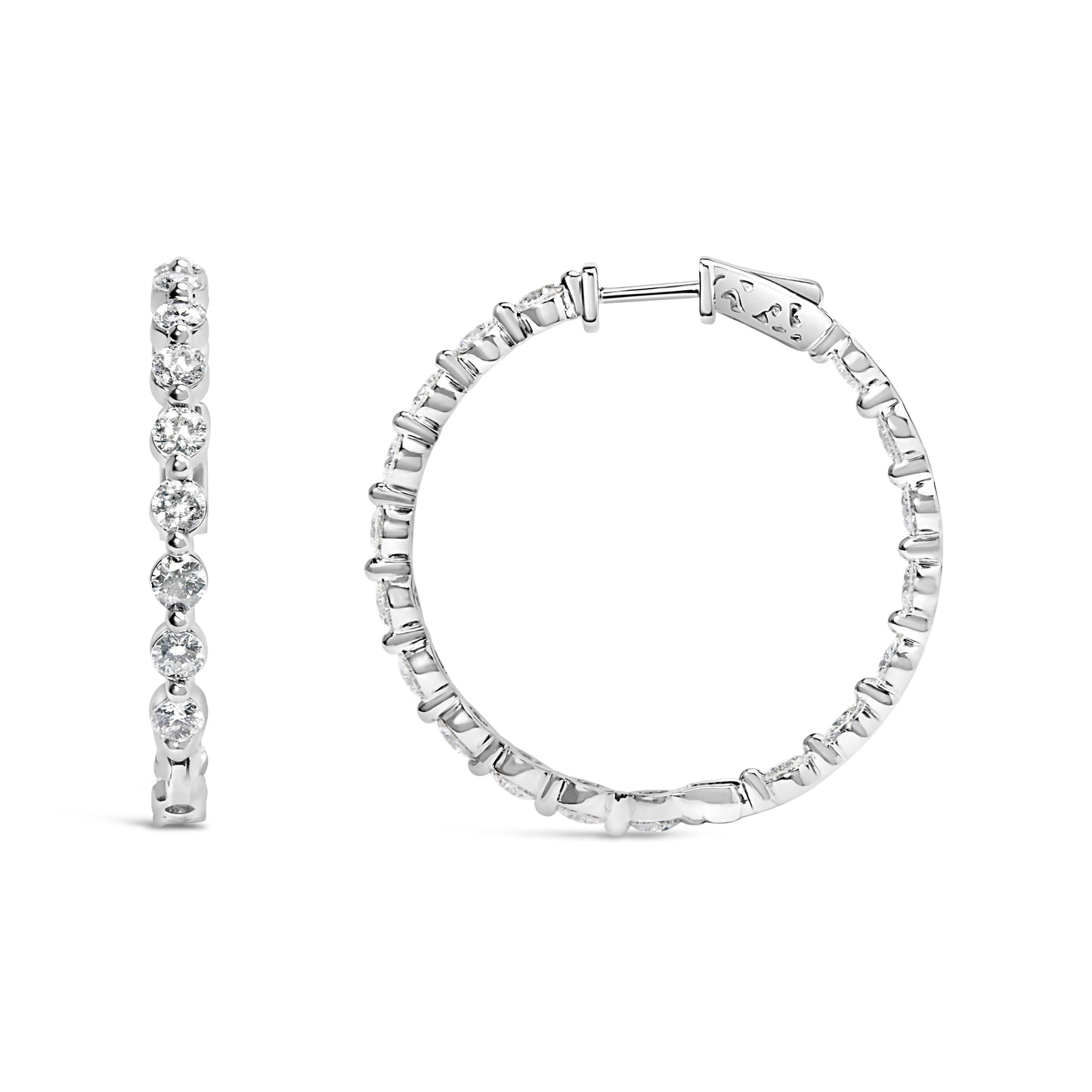 14K White Gold 5.00 Cttw Lab Grown Diamond Inside-Out Hoop Earring Bids.com