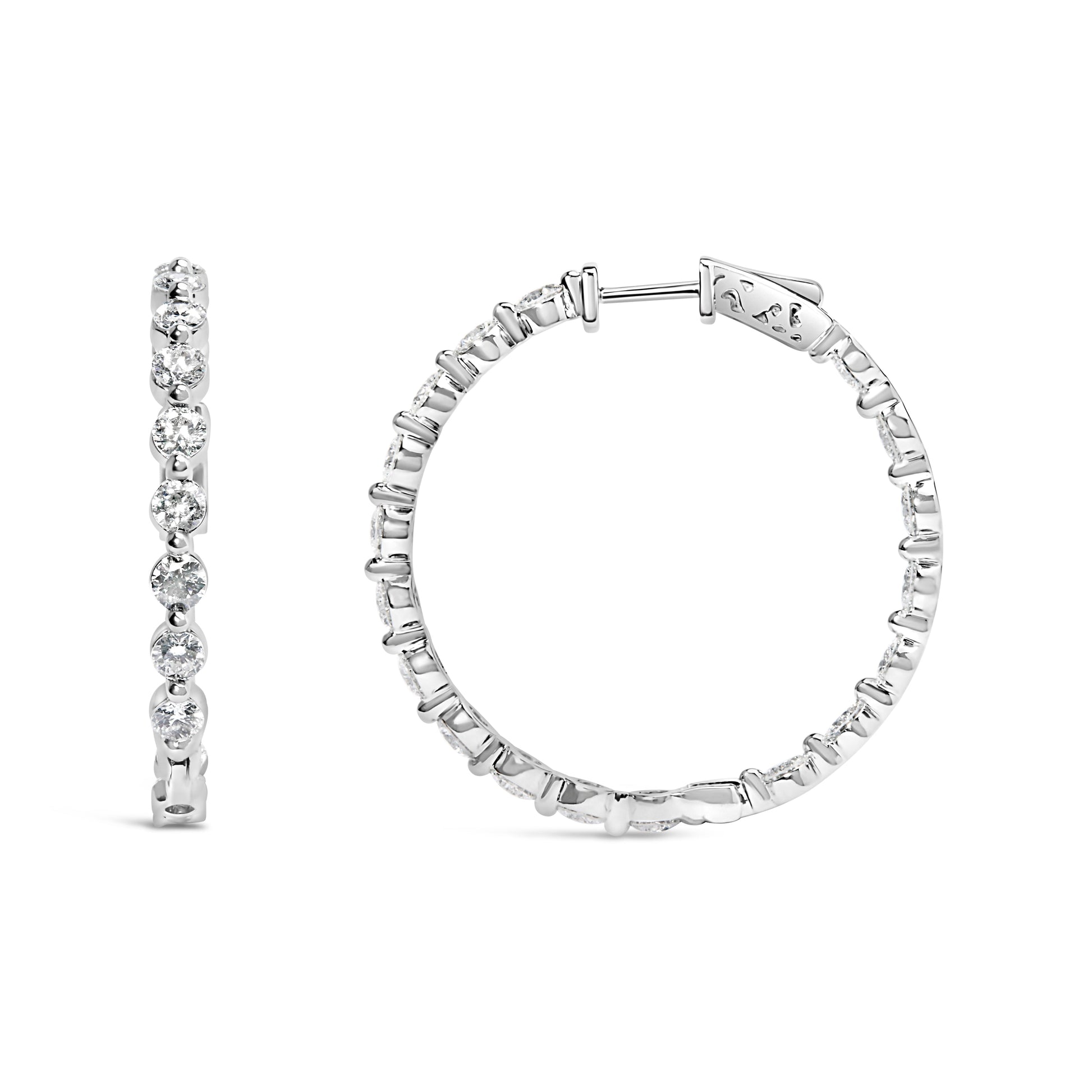 14K White Gold 5.00 Cttw Lab Grown Diamond Inside-Out Hoop Earring Bids.com