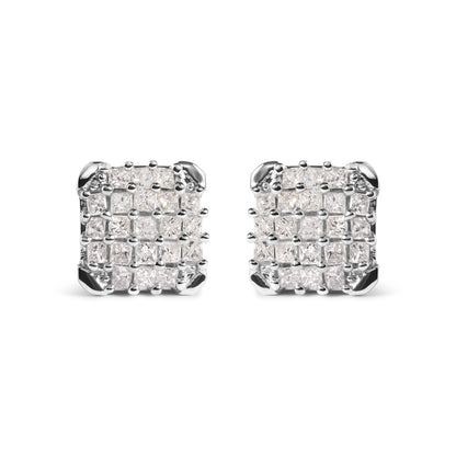 10K White Gold 3/4 Cttw Princess Diamond Composite Open Frame Stud Earrings (I-J Color, I1-I2 Clarity) Bids.com