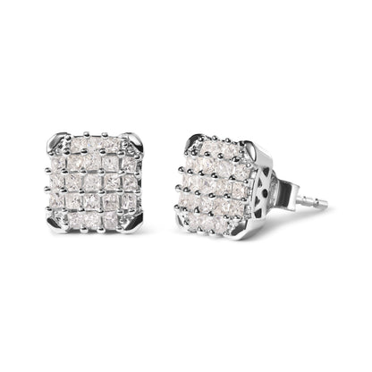 10K White Gold 3/4 Cttw Princess Diamond Composite Open Frame Stud Earrings (I-J Color, I1-I2 Clarity) Bids.com
